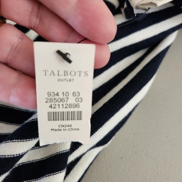 NWT Talbots Nautical Striped Blue White Cape Poncho Wrap Open Front - Picture 5 of 6